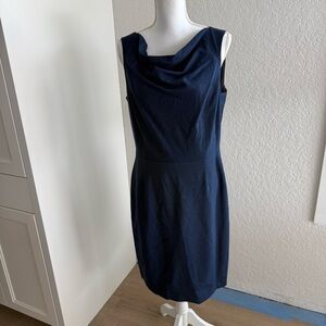 The Brooks Brothers Explorer Collection Wool Blend Navy Midi Dress Size 12